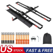 Dual Motorcycle Carrier Scooter Dirt Bike Hitch Mount 600LBS Rack Ramp Hauler picture