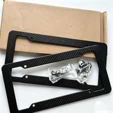 2 Pack💎 Carbon Fiber License Plate Frame 4 Hole US Standard With Mount Hardware picture