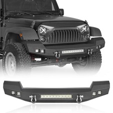 Full Width Front Bumper w/ D-Rings & LED Lights for 2007-2018 Jeep Wrangler JK picture