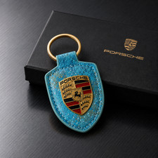 Porsche Crest Keyring Keychain Essential Teal Blue  Original Genuine picture