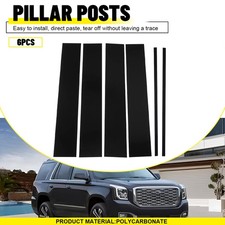6X Glossy Black Pillar for 2015-2020 GMC Yukon Door Trim Piano Cover Window EOA picture