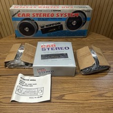 VTG New Old Stock Complete Car Stereo System Nippon 5” Speakers Cassette Player picture