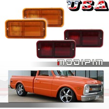 4PC Front & Rear Side Marker Light Lamp Assemblies For 68-72 Chevy GMC C/K Truck picture