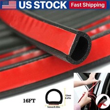 16Ft D-Shape Rubber Car Door Seal Strip Hollow Edge Guard Weatherstrip Universal picture