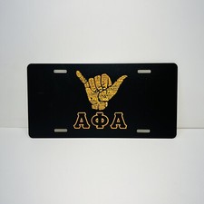 Hang Loose A O A Hand Silhouette License Plate Shaka Sign Auto Tag Black picture