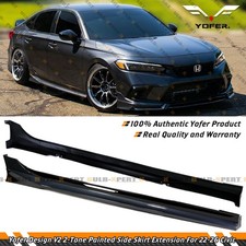For 22-26 Honda Civic Yofer V2 Meteorite Gray Black 2 Toned Side Skirt Extension picture