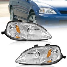 Pair Headlights Assembly For 1999-2000 Honda Civic EK EJ LX EX SI Headlamps picture