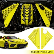 2PCS Yellow Engine Bay Panel Covers Plate ABS For CORVETTE C8 Coupe 2020-2024 23 picture