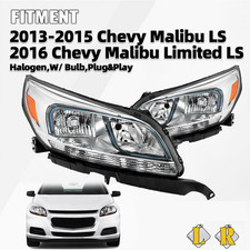 Halogen Headlight For 2013-2016 Chevy Malibu w/o Projector Left+Right Pair picture
