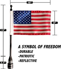 VISIBLE FREEDOM Full Color & Reflective American Flag for Motorcycle W/Mount picture