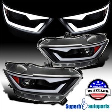 Fits 2015-2022 Ford Mustang HID Xenon Dynamic LED Black Projector Headlights picture