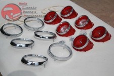 1965 Chevy Impala Complete Tail Light Lamp Backup Lens Trim Ornament Base Set picture