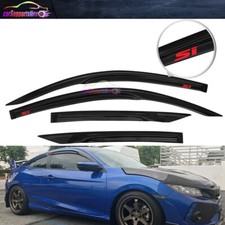 Fit 16-20 Honda Civic Coupe Mugen Style Window Visor Wind Deflector w/ Red Si picture