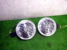 DENSO Vintage Round Chrome Horn Pair 072200-0540 Classic Car Tested Working picture