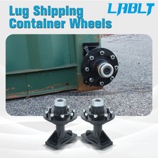 Pair Upgraded 8 x 6.5 Lug Superior Shipping Container Wheels Bolt-on Spindle Kit picture