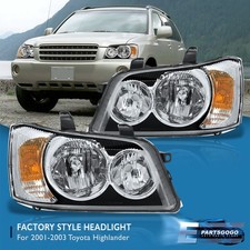 For 01-03 Toyota Highlander Replacement Headlights Bumper Lamp Pair Chrome Clear picture
