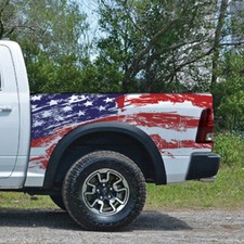 Distressed American Flag Truck Wrap Vinyl Bed Side Graphic Decal Tailgate DSPS picture