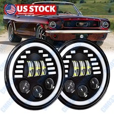 Newest Dot Pair 7 inch Round LED Headlights DRL Ring for Ford Mustang 1964-1973 picture