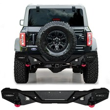 Vijay For 2021-2025 Ford Bronco Steel Rear Bumper With LED Lights & D-Rings picture