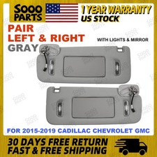Pair Gray Left & Right Side Sun Visor W/ Light For 15-19 Cadillac Chevrolet GMC picture