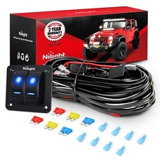Nilight 16AWG LED Light Bar Wiring Harness Kit 12V 2 Gang Rocker Switch Panel picture
