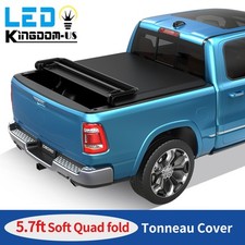 4-Fold 5.7ft Soft Tonneau Cover for 2009- 2026 Dodge Ram 1500 Truck Bed w/ Lamp picture
