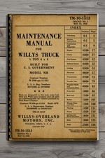 Vintage Willys MB Jeep 1/4 Ton 4x4 Maintenance Service Manual 1942 138 Pages picture