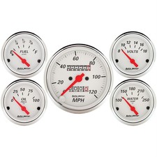 Auto Meter 1300 Arctic White 5 Piece Gauge Kit w/ Speedo Temp Oil Fuel & Volts picture