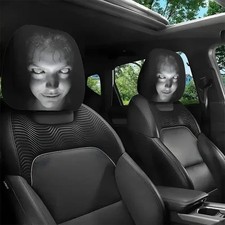 2pcs Ghost Face Headrest Covers,Scary Face Printing Auto Seat Universal Elastic picture