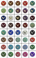 Zenith Flying Eagle 2.25 Metal Chip Emblems In Chrome and Gold (Set of 4) picture