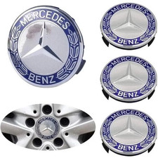 4PCS Fits Mercedes Benz Wheel Center Caps Emblem Blue Rim Hub Cover Badges 75mm picture