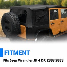 4 PCs Soft Top w/ Tinted Window For 2007-2009 Jeep Wrangler JKU Unlimited 4 Door picture