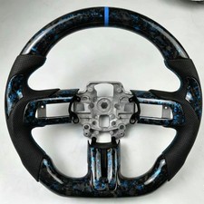 Blue Forged Carbon Fiber Steering Wheel for Ford Mustang Shelby GT 2015-2023 picture