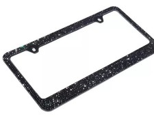 Bling Bling 7 Rows Black Diamond Crystal License Plate Frame/Free Cap picture