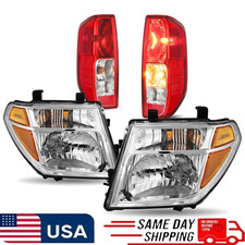 For 2005-2008 Nissan Frontier Chrome Headlights and Red Tail Brake Lights 4PCS picture