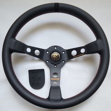MOMO Anniversary Edition Black Leather Sport Steering Wheel 350mm 13.5in BRLAE picture
