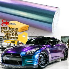 Super Gloss Metallic Chameleon Purple Blue Teal Vinyl Film Wrap Air Bubble Free picture