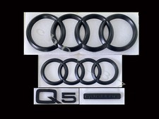 Audi Q5 Emblem Rings Front Rear Quattro Matte Black 4pc Combo Set OE 2021+ picture