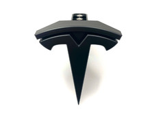BLACK Model X Front Badge Satin Matte OEM Replacement Assembly Bolt On 2016-2026 picture