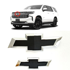 New 2021-2025 Suburban Tahoe Front & Rear  Chrome Bowtie Emblems Kit OEM picture
