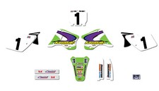 1994-1998 KAWASAKI KX125 KX250 Graphic Kit Jeff Emig Replica Decal Sticker 21mil picture