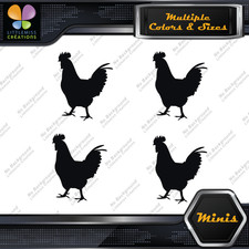 Rooster Chicken Adult Silhouette Farm Animals 4 MINI SIZE Decals Stickers Vinyl picture