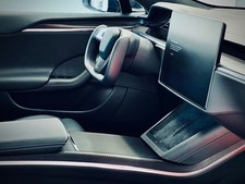 Interior Vinyl Wrap Kit | Plaid Style Black Carbon Fiber for Tesla Model S picture