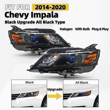 Upgrade Halogen Headlights For 2014-2020 Chevy Impala All Black Projector Pair picture