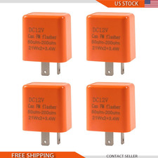 2 Pin LED Electronic Flasher Relay, 4 Pack, 12V, Speed Adjustable, Orange picture