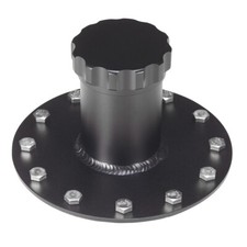 Black Straight Fuel Cell Fast Fill Filler Neck 12 Bolts Flange Billet Aluminum  picture