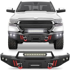 For 2019-2024 Ram 1500 Steel Front or Rear Bumper with Winch Plate +LED Lights picture