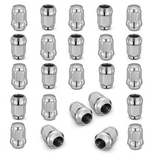 Closed End Lug Nuts M14x1.5 24 pc Silver 19mm 35mm Height 60 Cone Acorn Nut Set picture