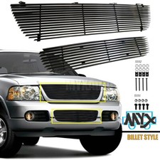 Fits 2002-2005 Ford Explorer Billet Grille Black Upper And  Lower Grill Combo  picture