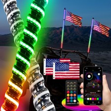 Pair 3FT/4FT Whip Lights W/COB LED Chips Flag Remote For Polaris RZR XP 900 1000 picture